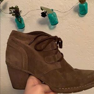 Clarks Taupe Suede Booties
